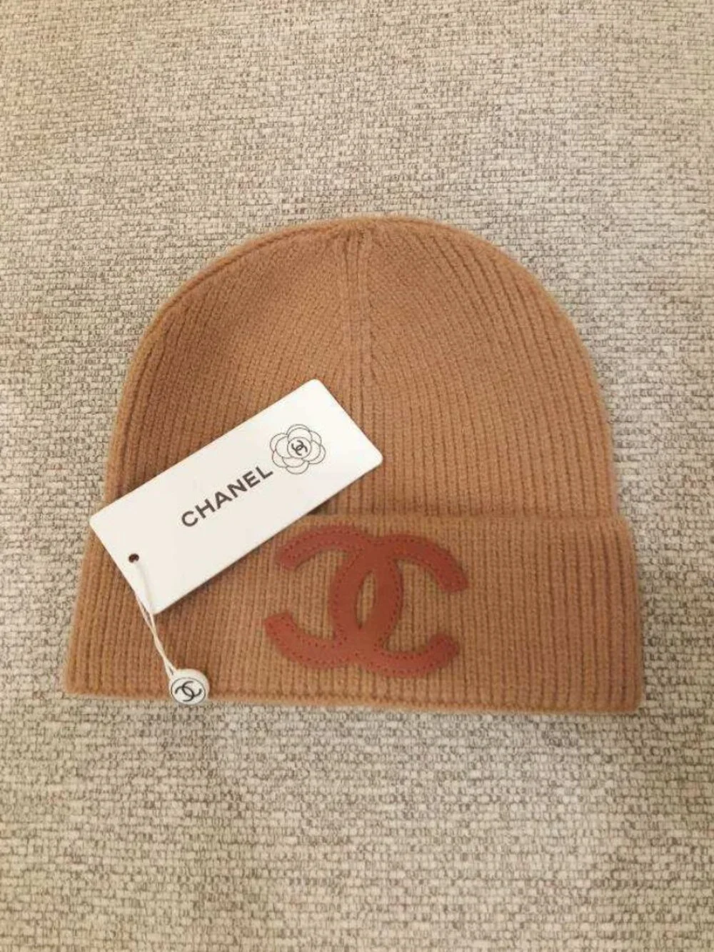 Chanel Knit Beanie NWT - Leather CC Logo